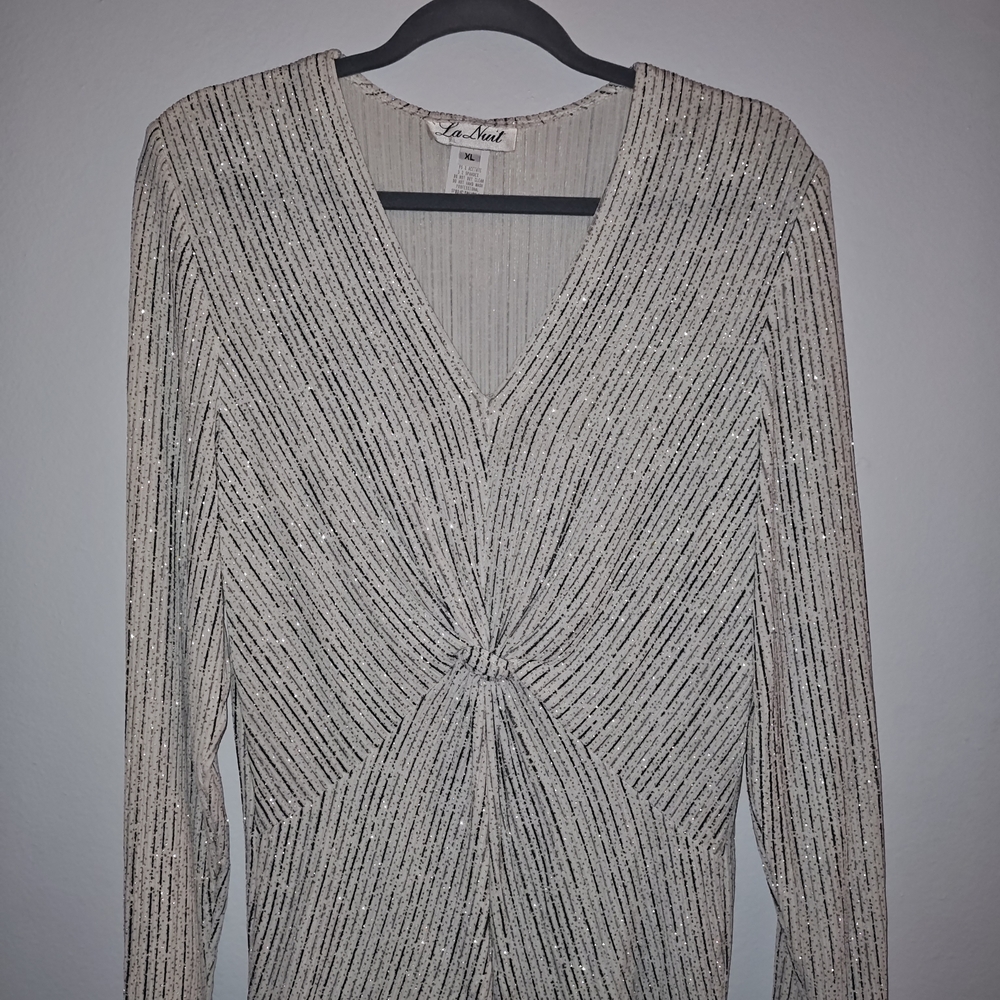 Chic Women's V-Neck Blouse - Silver by Cachet